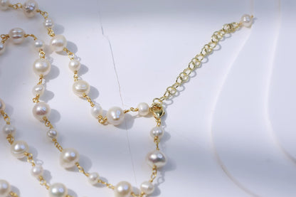 Baroque Pearl Pendant Necklace - Crafted with Brass