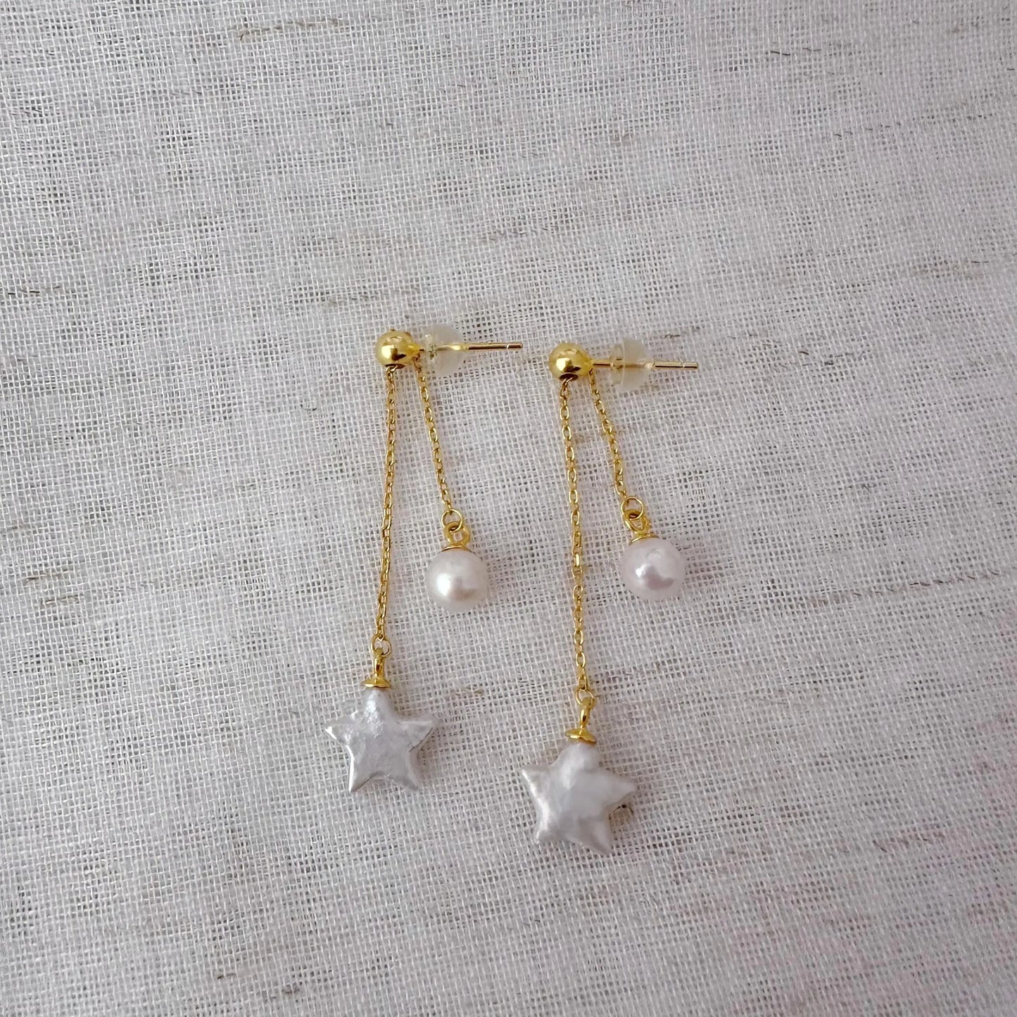 Baroque Star Pearl Dangle Earrings - Crafted with Sterling silver