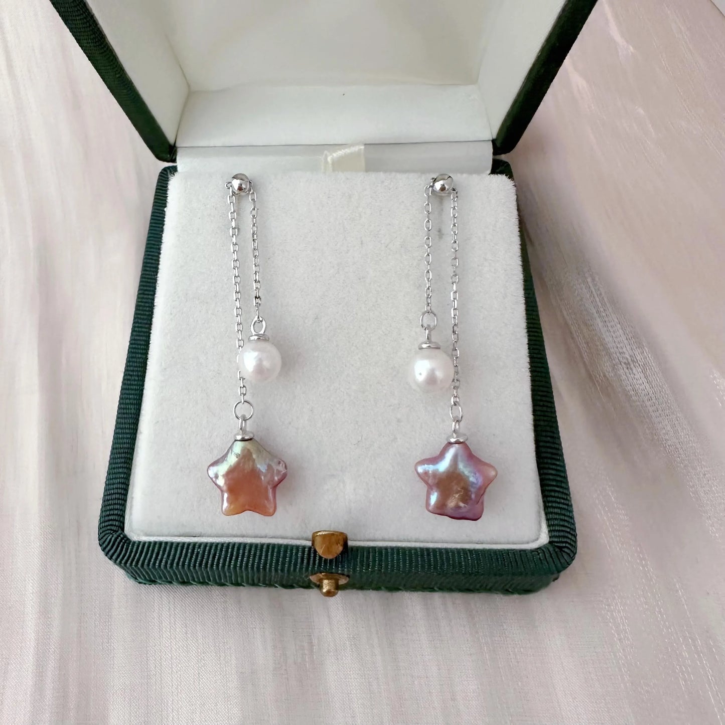 Baroque Star Pearl Dangle Earrings - Crafted with Sterling silver