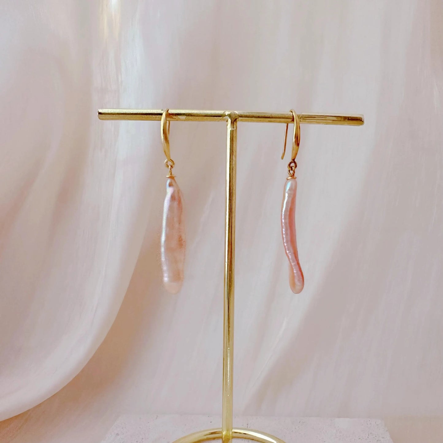 Baroque Biwa Pearl Dangle Earrings - Crafted with Sterling silver