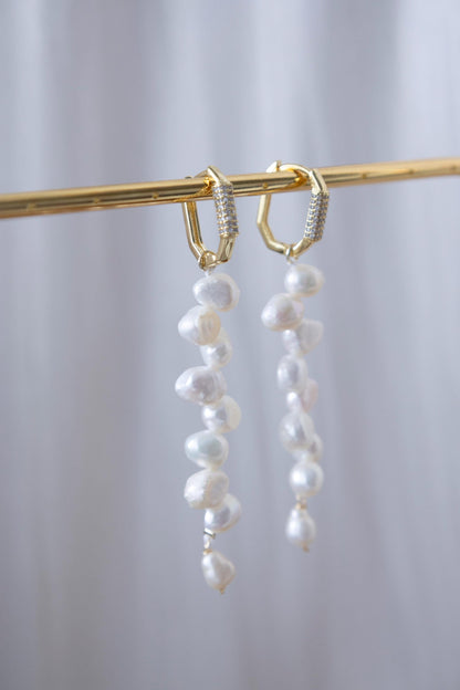 Bridal Laurel Leaf Pearl Drop Earrings