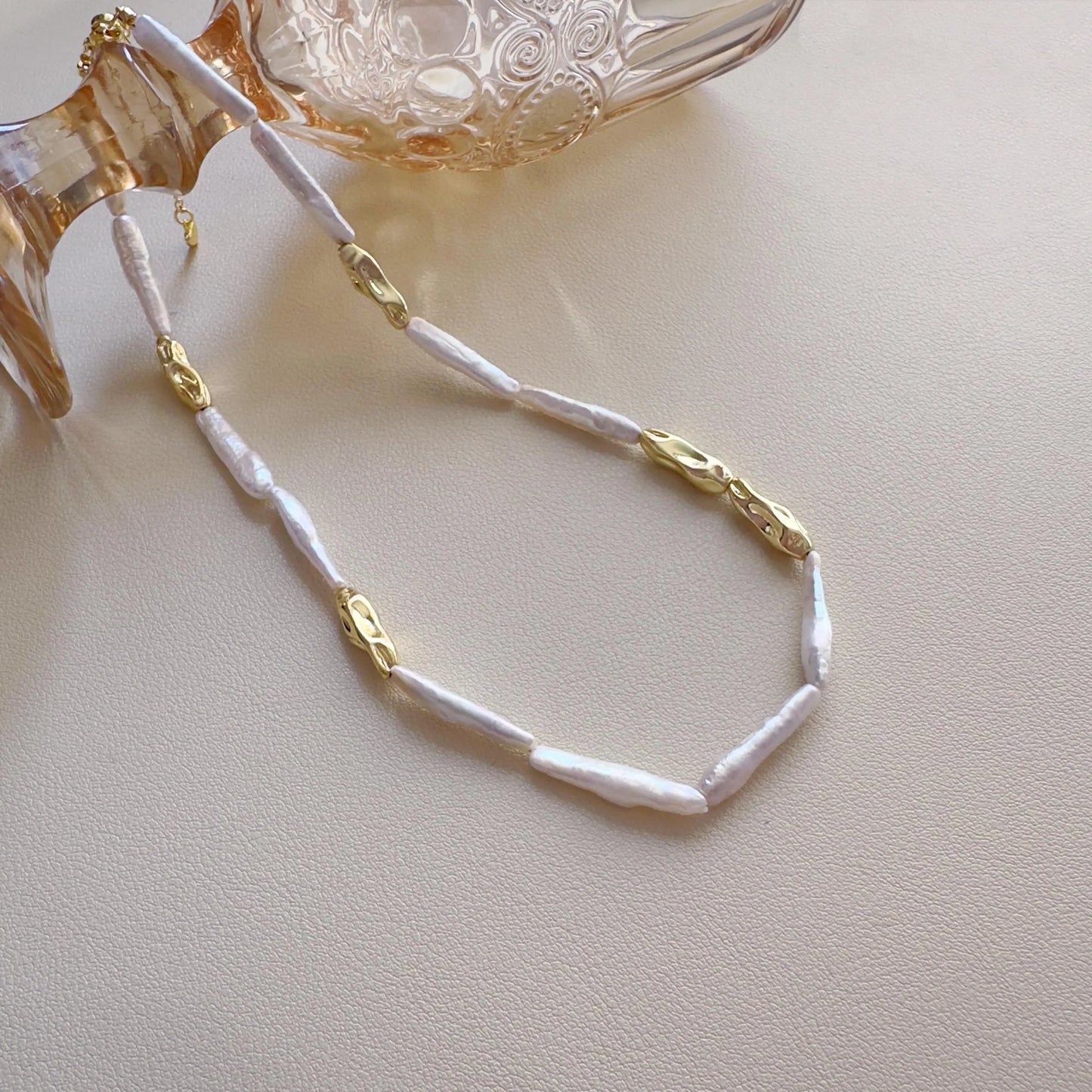 Baroque Pearl Layered Necklace - Crafted with Brass