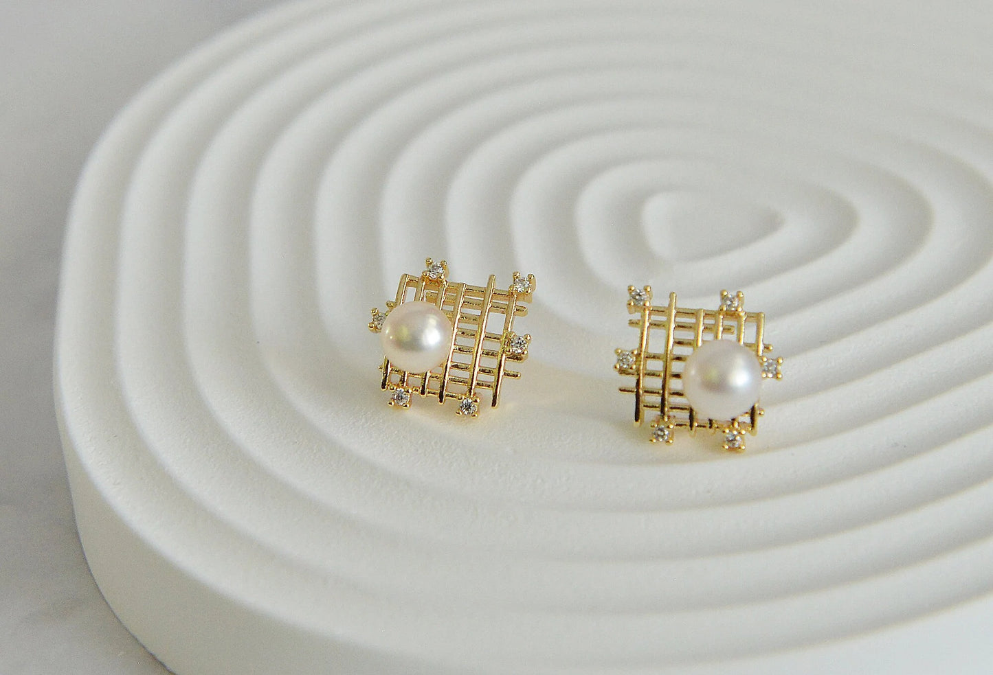 Handmade Bird Nest Earrings/ Brass Nest Earrings/Genuine Pearl