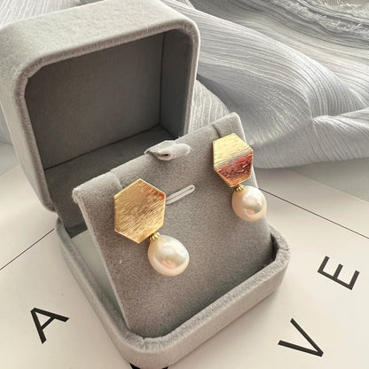 Handmade freshwater pearl Earrings/Natural Baroque Pearl Earrings/14K