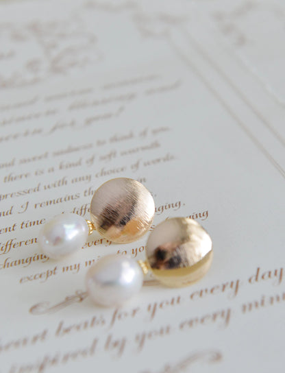 Handmade freshwater pearl Earrings/Natural Baroque Pearl Earrings/14K