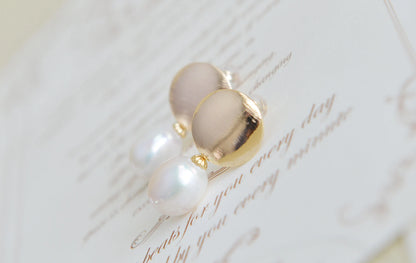Handmade freshwater pearl Earrings/Natural Baroque Pearl Earrings/14K