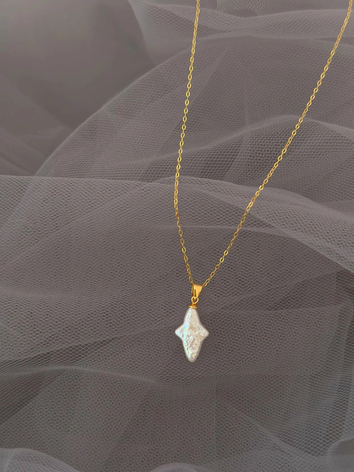 Baroque Pearl Pendant Necklace - Crafted with Sterling silver