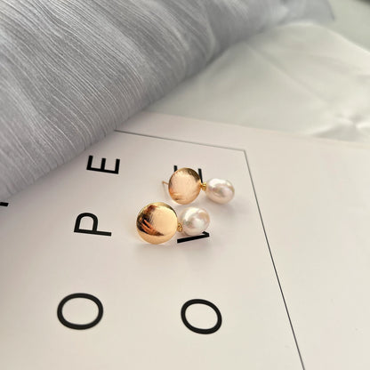 Handmade freshwater pearl Earrings/Natural Baroque Pearl Earrings/14K