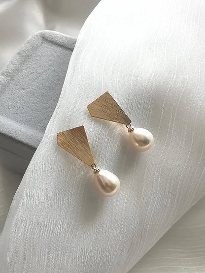 Handmade freshwater pearl Earrings/Natural Baroque Pearl Earrings/14K