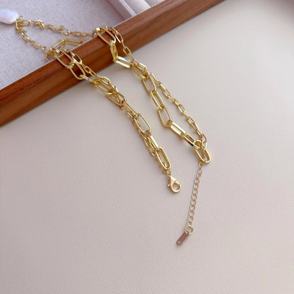 Chunky Layered Chain & Baroque Pearl Necklace