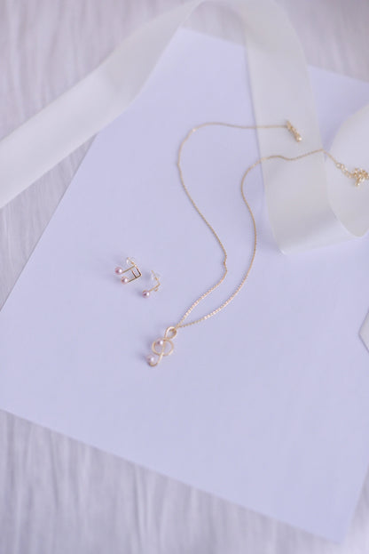 Handmade freshwater purple pearl set/Tiny Exquisite  Music Note