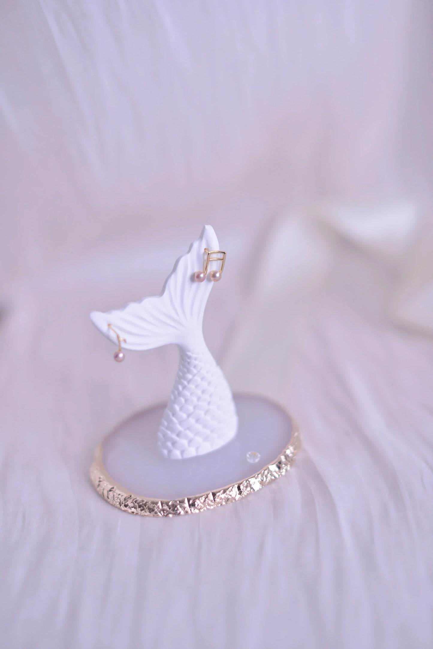 Handmade freshwater purple pearl set/Tiny Exquisite  Music Note