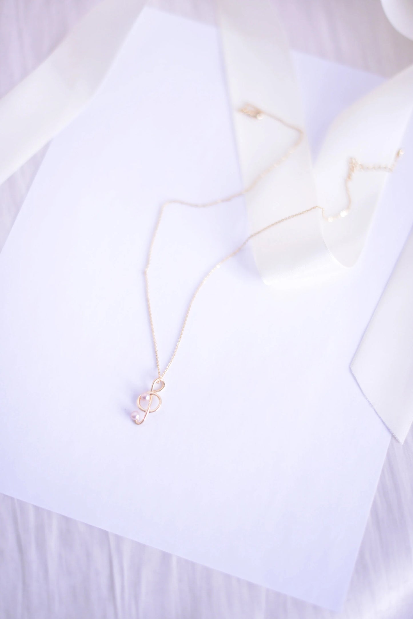 Handmade freshwater purple pearl set/Tiny Exquisite  Music Note