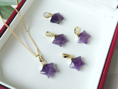 Amethyst & Persian Agate Pentagon Dangles