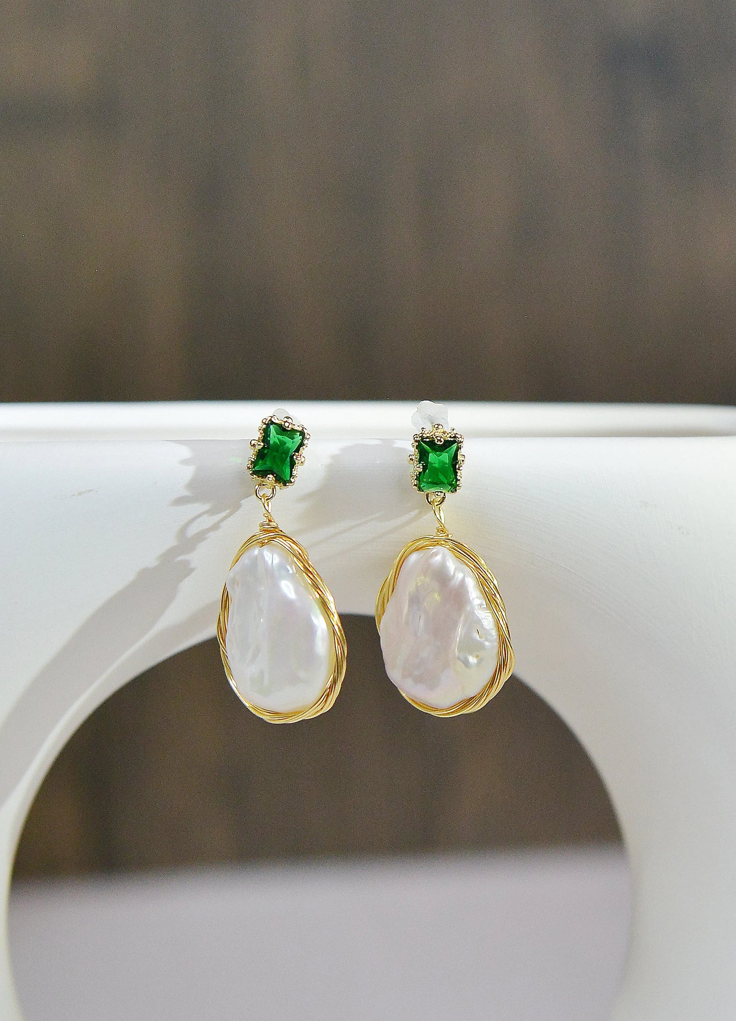 Wire Wrapped Natural Baroque Pearl Dangle & Drop Earrings/ Vintage