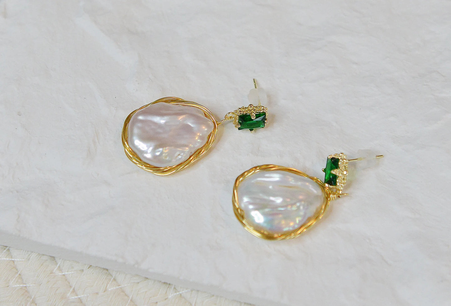 Wire Wrapped Natural Baroque Pearl Dangle & Drop Earrings/ Vintage