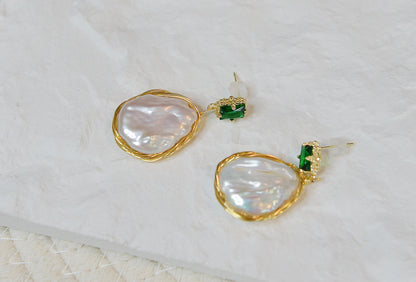 Wire Wrapped Natural Baroque Pearl Dangle & Drop Earrings/ Vintage