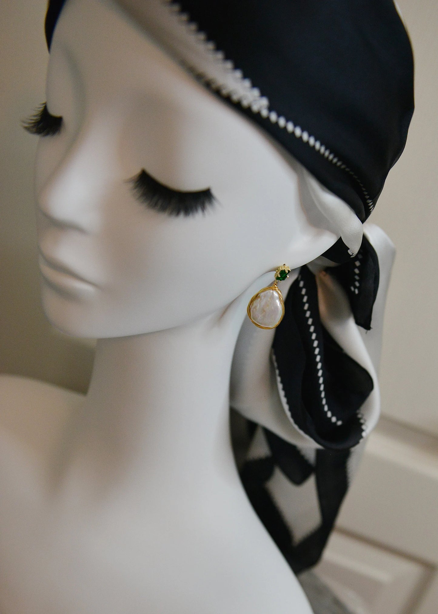 Wire Wrapped Natural Baroque Pearl Dangle & Drop Earrings/ Vintage