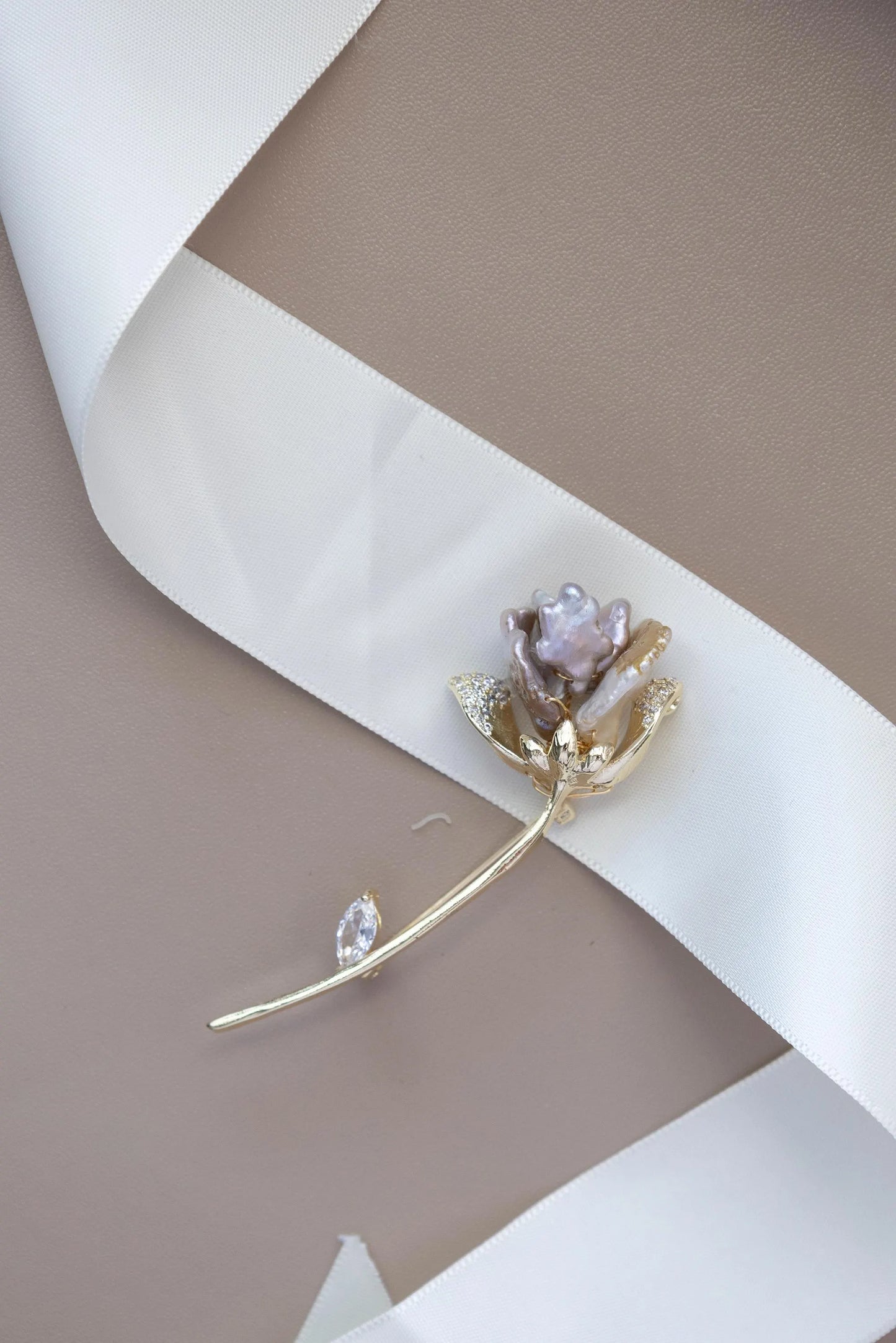 Lotus Flower Brooch Baroque Pearl , Lotus Blossom Flower Pearl Brooch