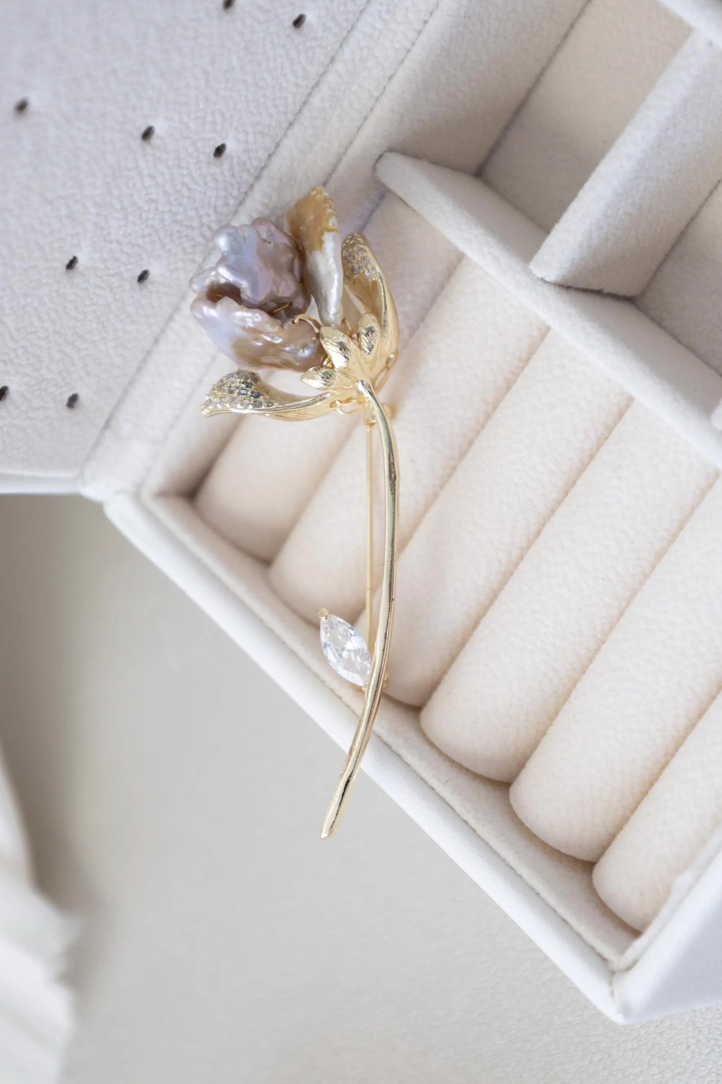 Lotus Flower Brooch Baroque Pearl , Lotus Blossom Flower Pearl Brooch