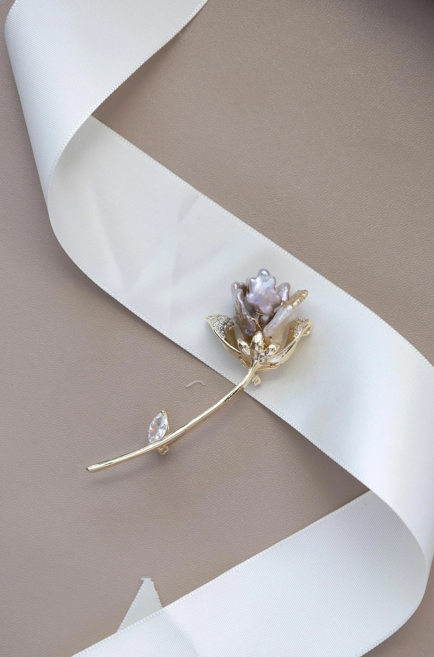 Lotus Flower Brooch Baroque Pearl , Lotus Blossom Flower Pearl Brooch