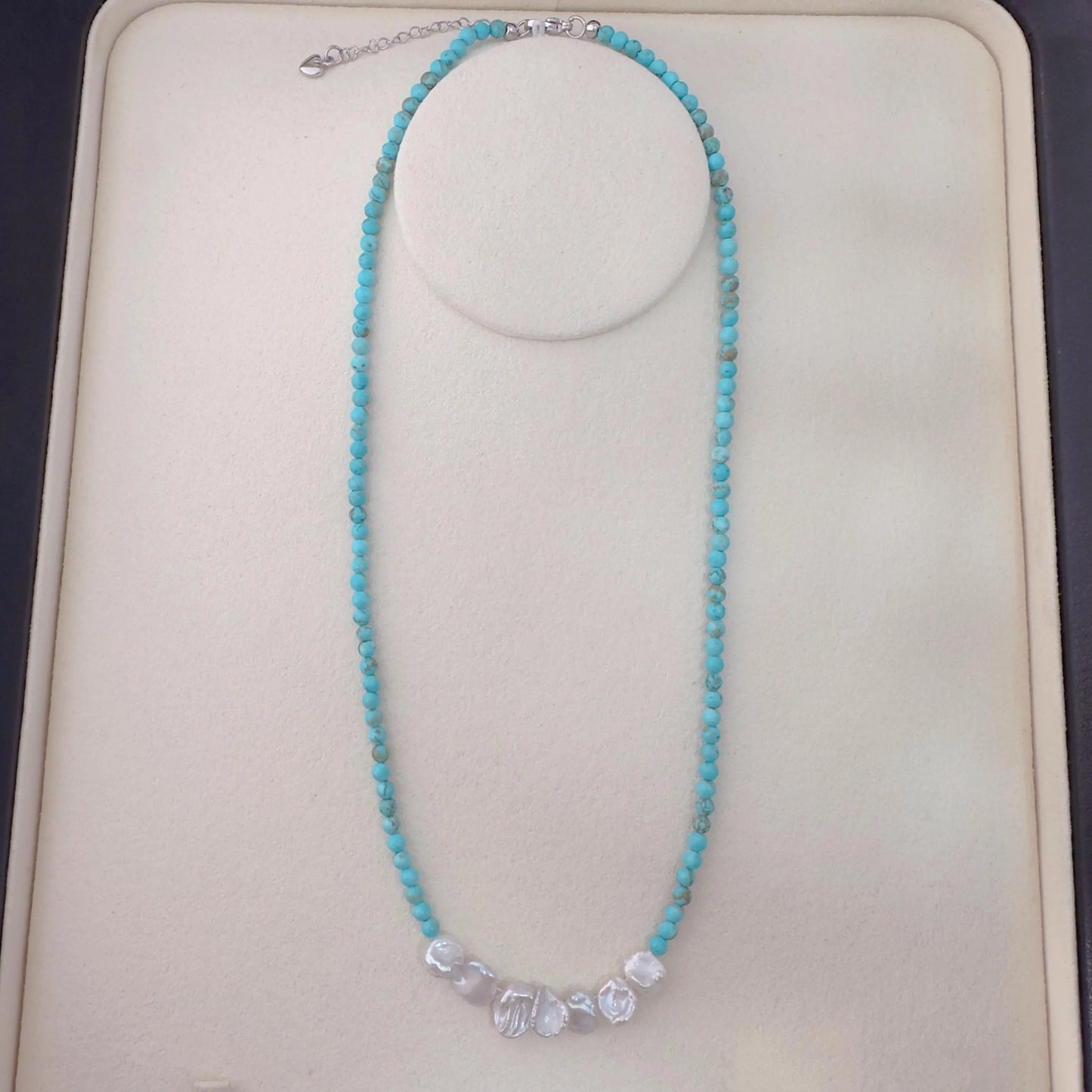 Turquoise Beaded Necklace - Crafted with Brass