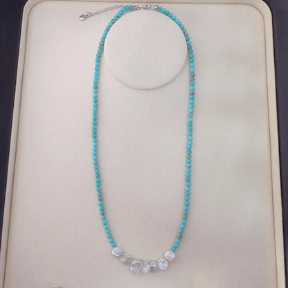 Turquoise Beaded Necklace - Crafted with Brass