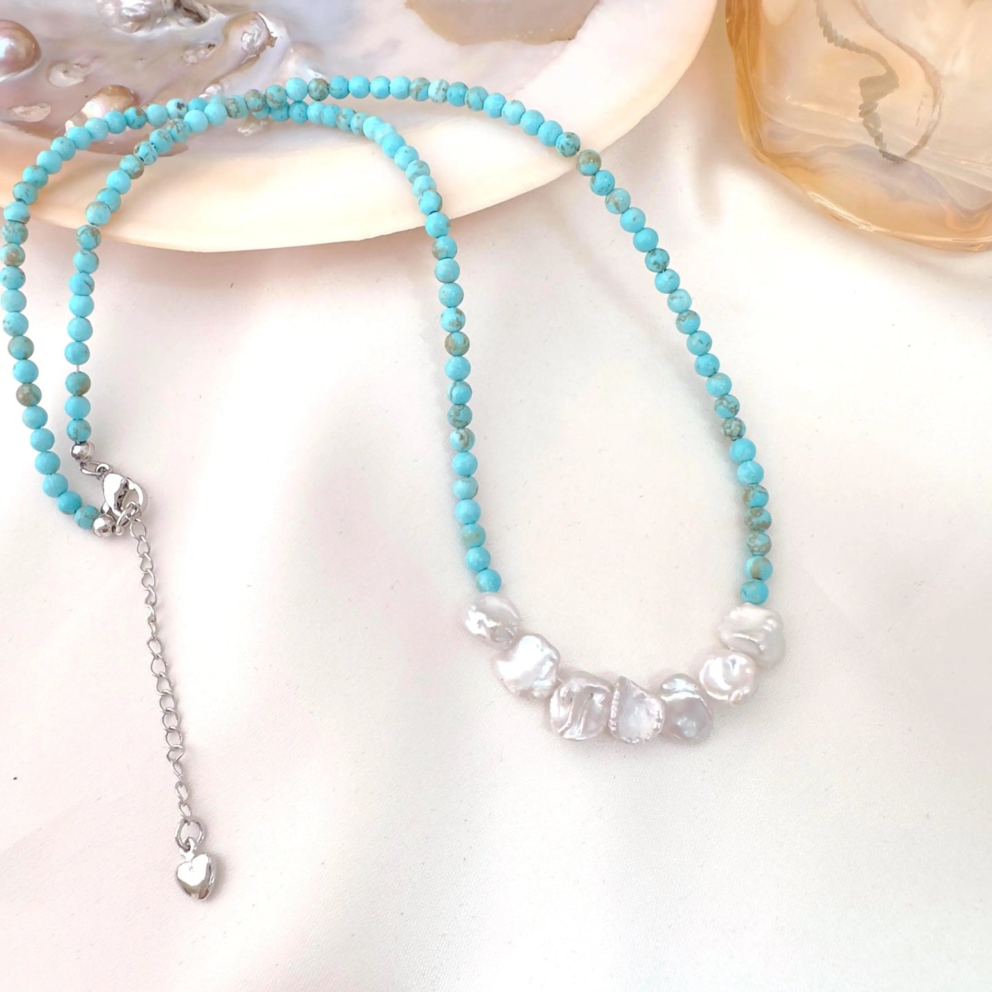 Turquoise Beaded Necklace - Crafted with Brass