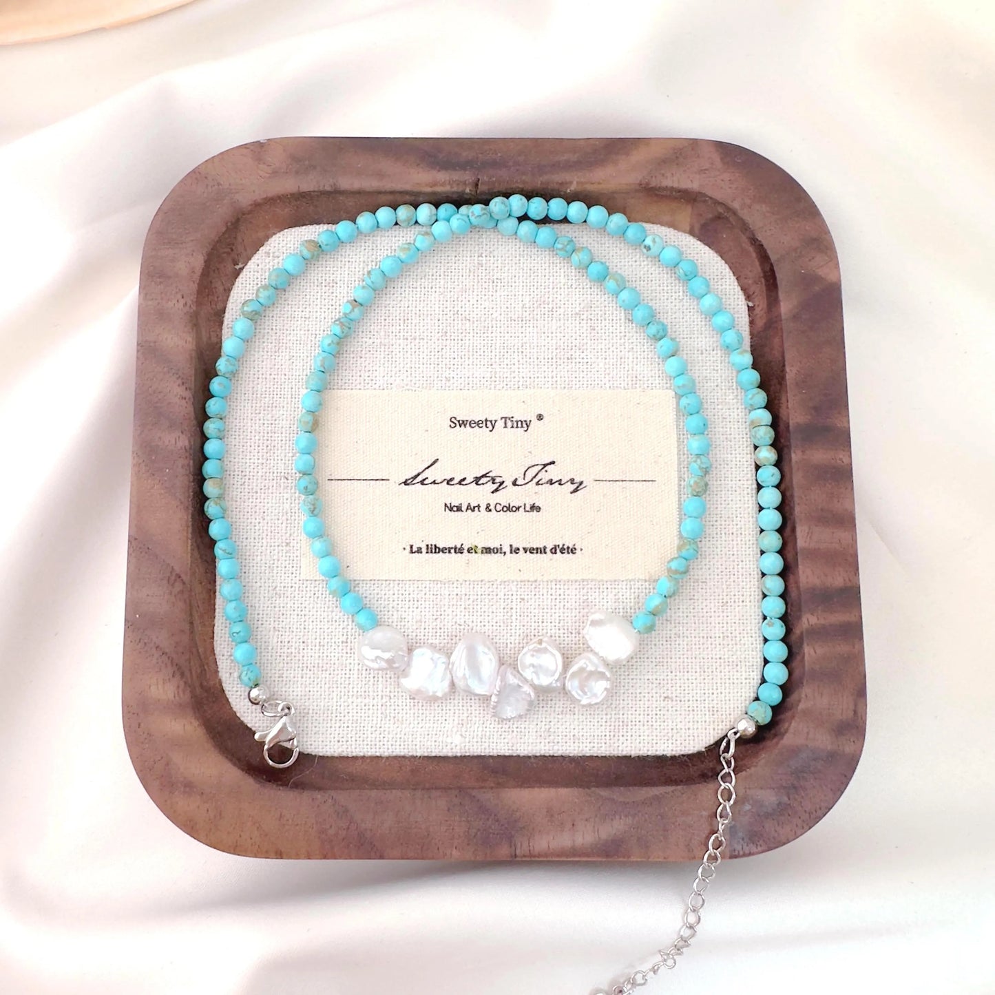 Turquoise Beaded Necklace - Crafted with Brass