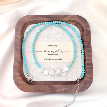 Turquoise Beaded Necklace - Crafted with Brass