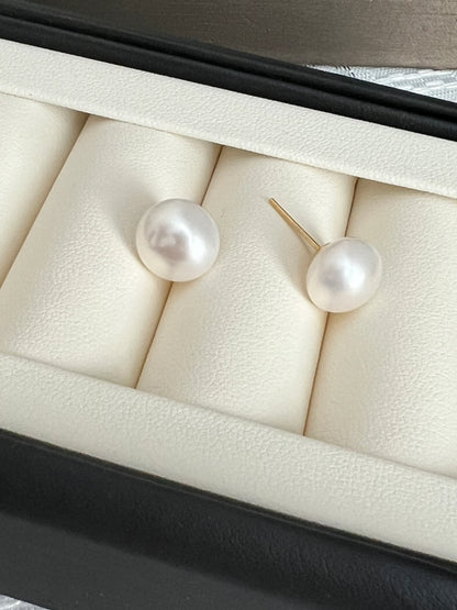 Freshwater Pearl Sterling Silver gold vermeil Stud Earrings
