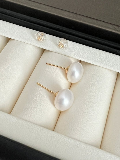 Freshwater Pearl Sterling Silver gold vermeil Stud Earrings