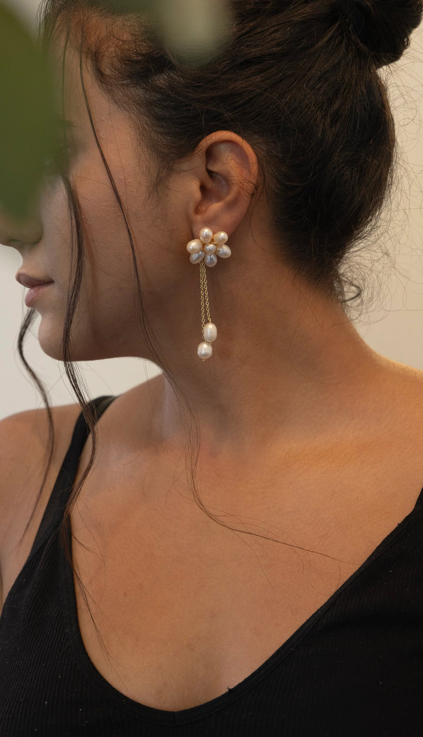 Handmade geniune pearl earrings / blooming flower pearl earrings