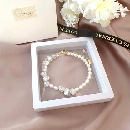 Dainty Baroque Pearl Bracelet - Crafted with Brass