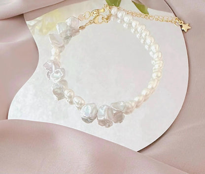 Dainty Baroque Pearl Bracelet - Crafted with Brass
