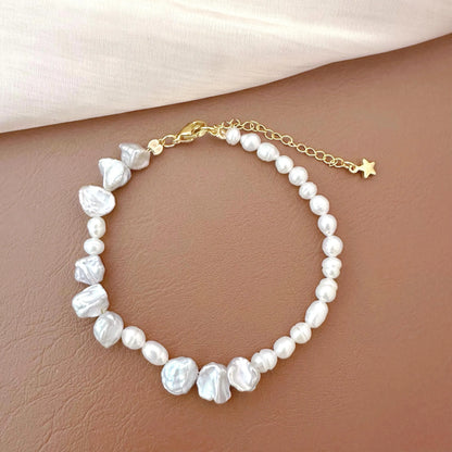 Dainty Baroque Pearl Bracelet - Crafted with Brass