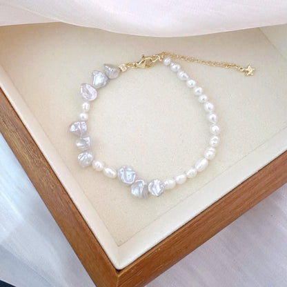 Dainty Baroque Pearl Bracelet - Crafted with Brass