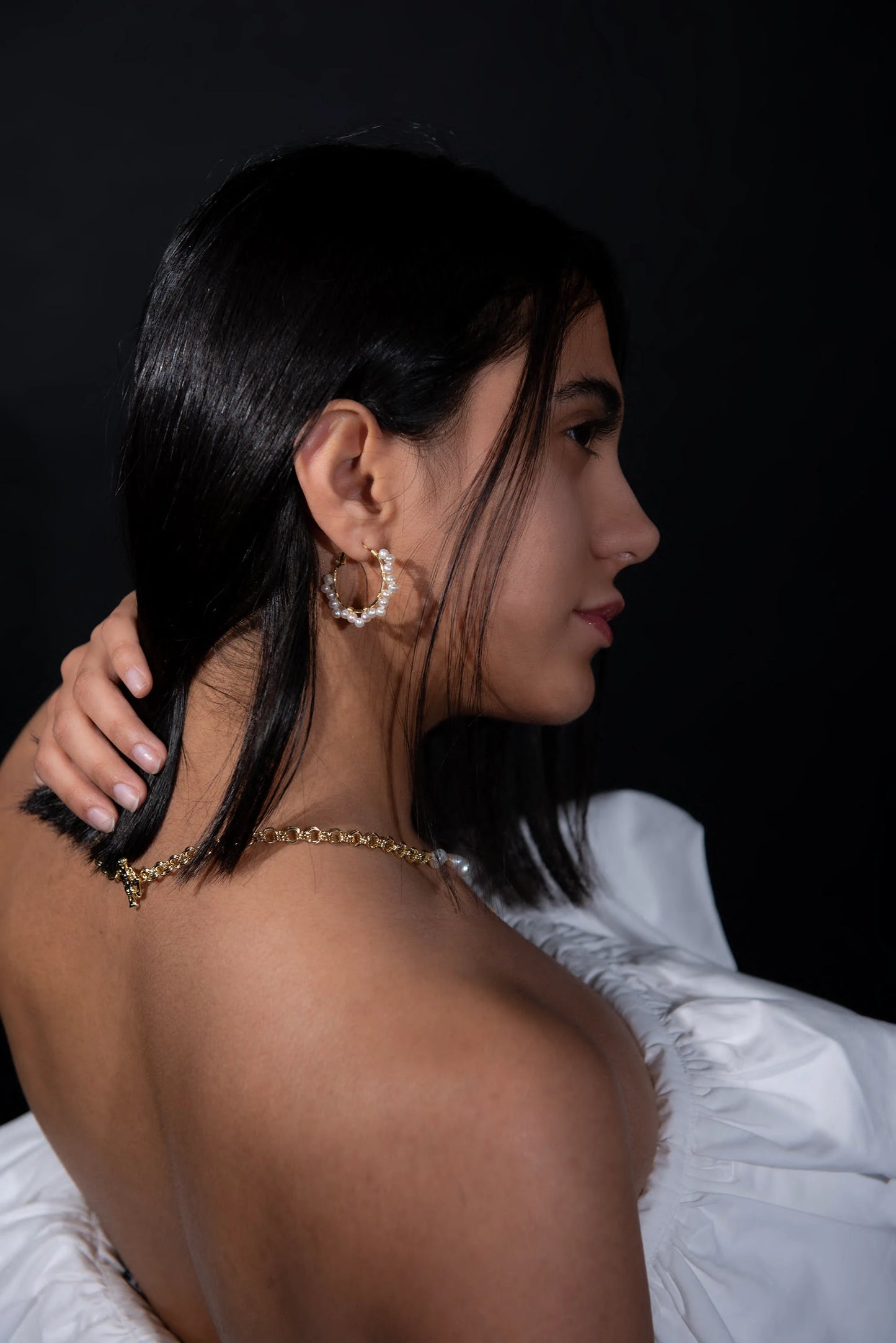 Handmade Freshwater Pearl Hoop Earrings - Crafted with Brass