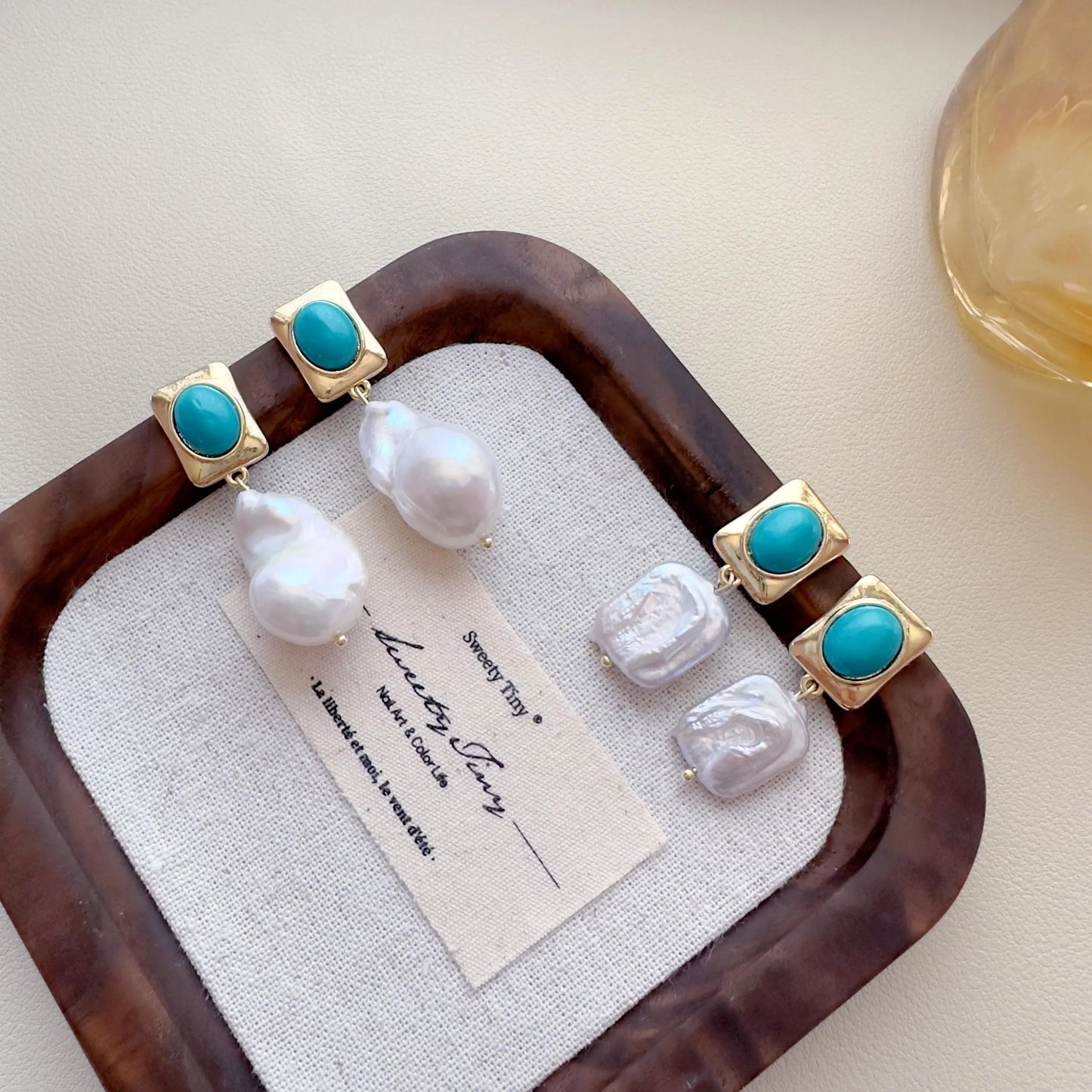 Baroque Pearl Dangle Earrings - Crafted with Brass