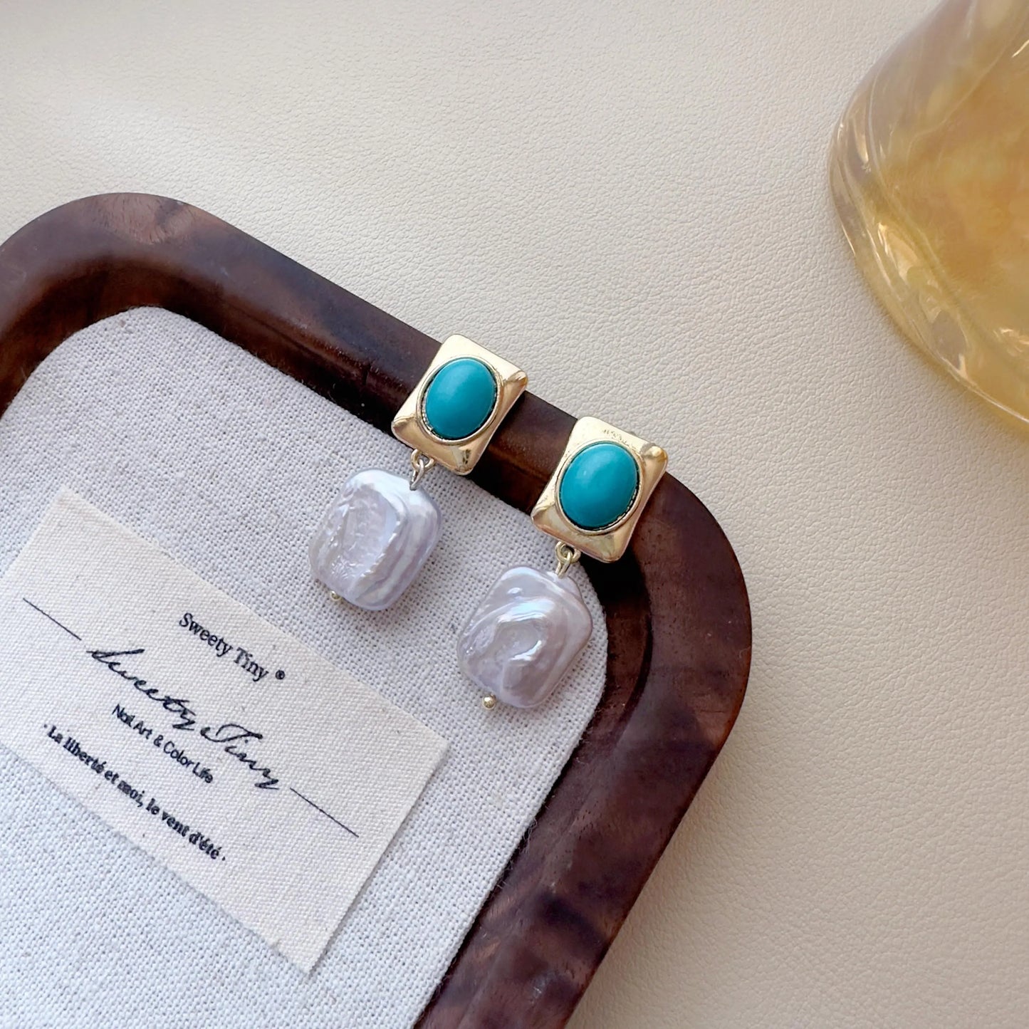 Baroque Pearl Dangle Earrings - Crafted with Brass