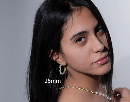 Handmade Freshwater Pearl Hoop Earrings - Crafted with Brass