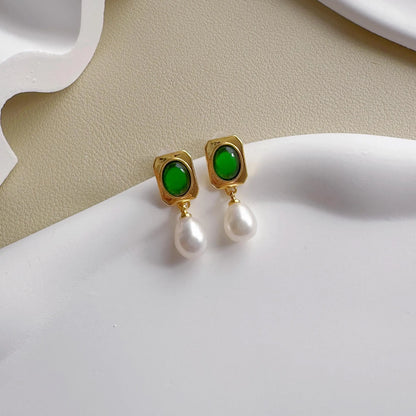 Dainty Pearl Drop Earrings - Crafted with Brass