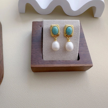 Dainty Pearl Drop Earrings - Crafted with Brass