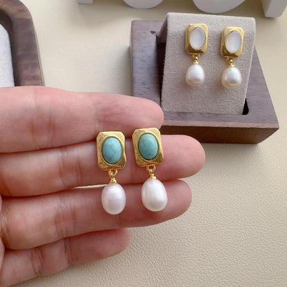 Dainty Pearl Drop Earrings - Crafted with Brass