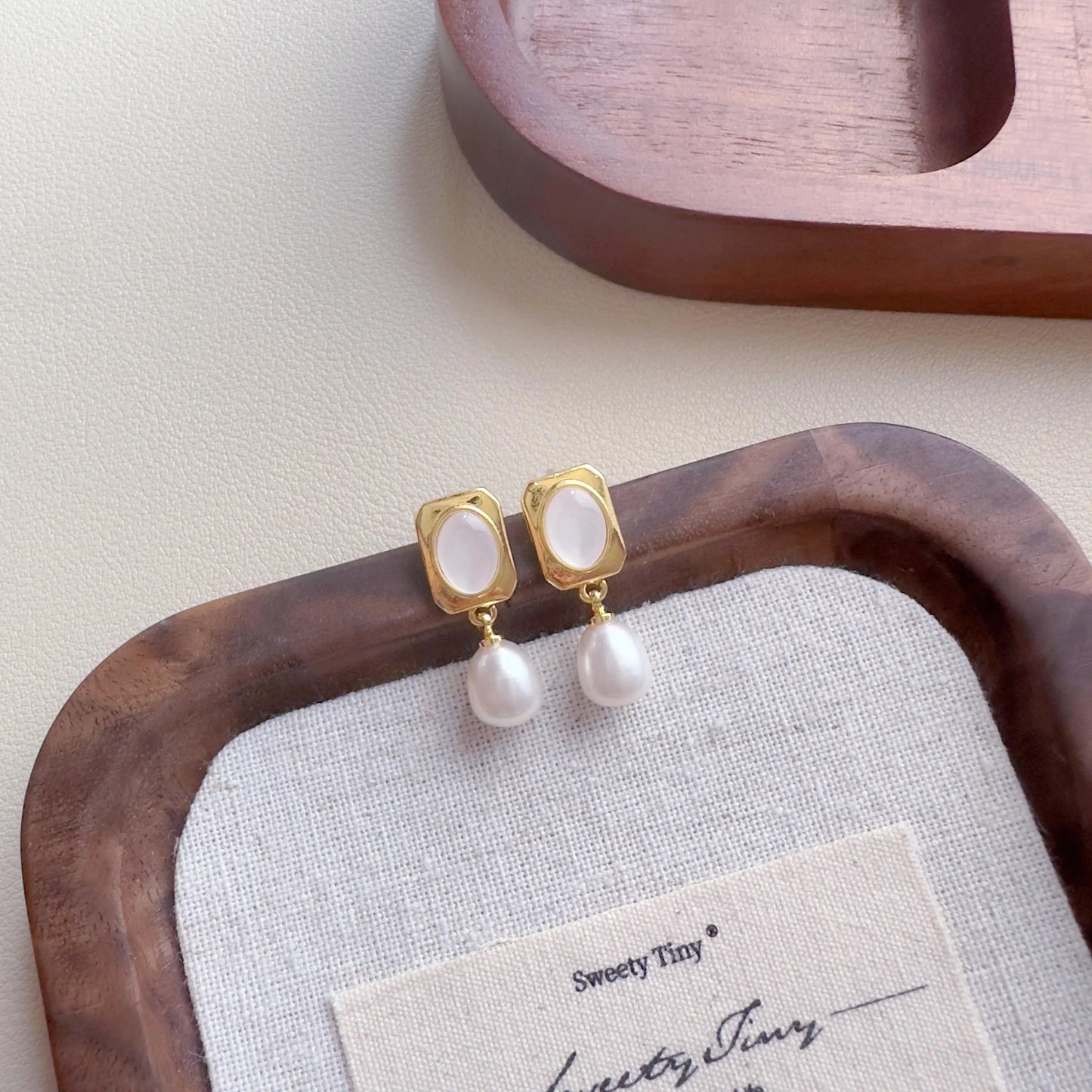 Dainty Pearl Drop Earrings - Crafted with Brass