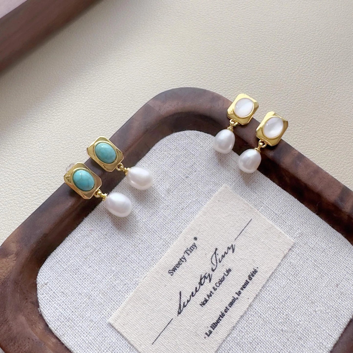 Dainty Pearl Drop Earrings - Crafted with Brass
