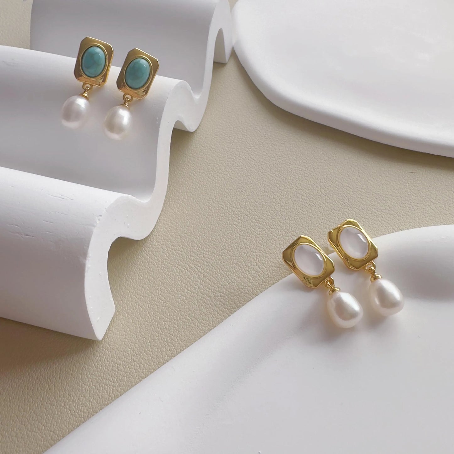Dainty Pearl Drop Earrings - Crafted with Brass