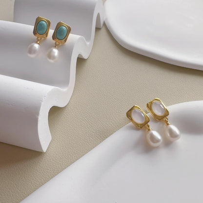 Dainty Pearl Drop Earrings - Crafted with Brass