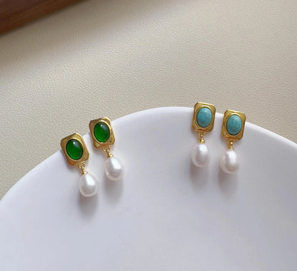 Dainty Pearl Drop Earrings - Crafted with Brass