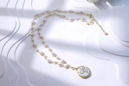 Baroque Pearl Pendant Necklace - Crafted with Brass